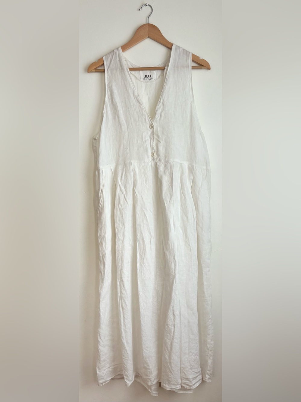 FLAX Linen Sleeveless V-Neck Maxi Sundress Size Medium